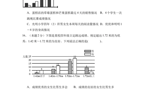 A4原卷第八单元平均数与条形统计图素养测评卷-四年级数学下册同步高效课堂系列（人教版）_2026春人教版数学四年级下册_四下人教数学_四年级下册_单元测试卷