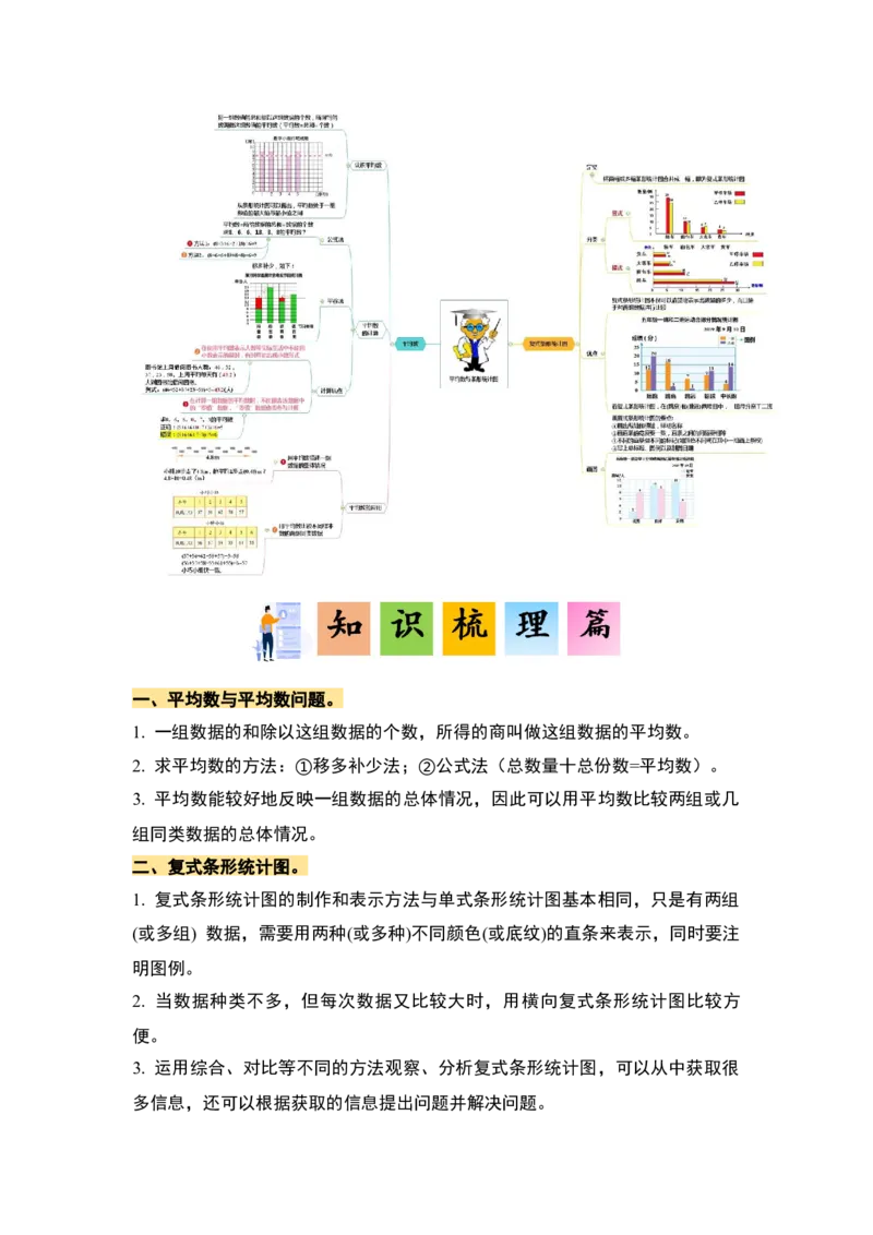 第八单元平均数与条形统计图&middot;单元复习篇-四年级数学下册（原卷版）人教版_2026春人教版数学四年级下册_四下人教数学_四年级下册_单元复习讲义