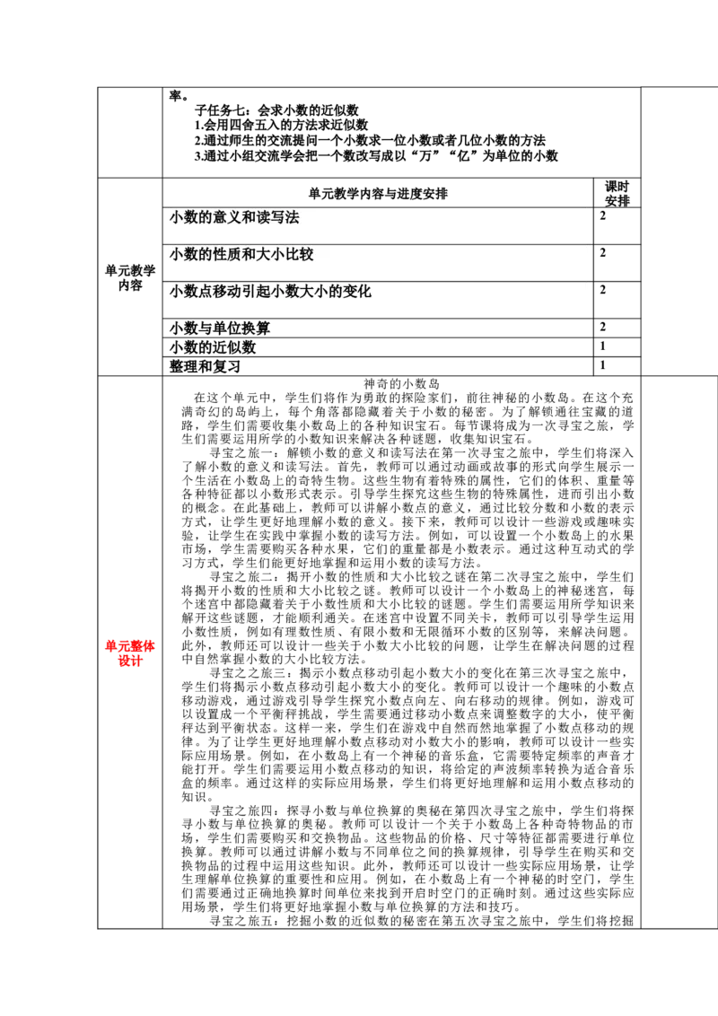 4小数的意义和性质单元_2026春人教版数学四年级下册_四下人教数学_四年级下册_新课标教案