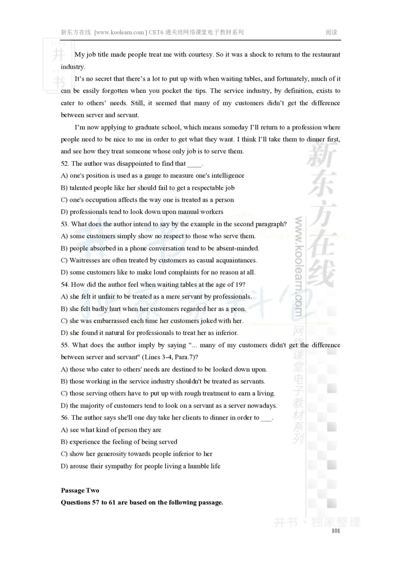 新东方在线六级高分精品班-阅读讲义_大学英语四六级_赠送_四六级作文模板+单词_阅读