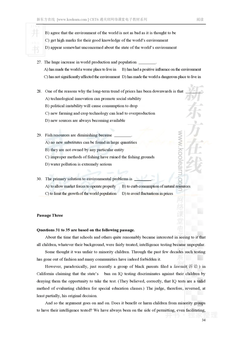 新东方在线六级高分精品班-阅读讲义_大学英语四六级_赠送_四六级作文模板+单词_阅读