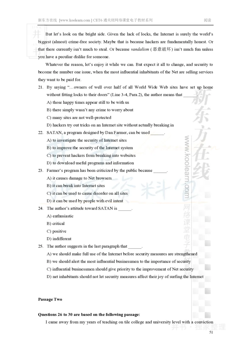 新东方在线六级高分精品班-阅读讲义_大学英语四六级_赠送_四六级作文模板+单词_阅读