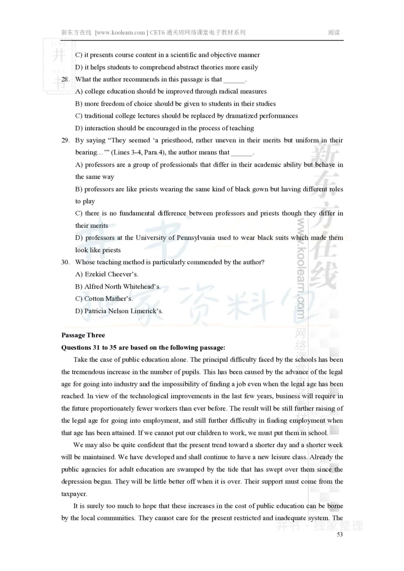 新东方在线六级高分精品班-阅读讲义_大学英语四六级_赠送_四六级作文模板+单词_阅读