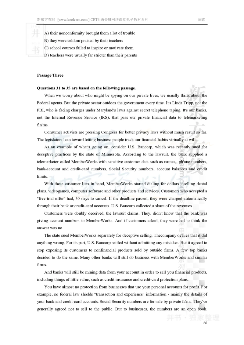 新东方在线六级高分精品班-阅读讲义_大学英语四六级_赠送_四六级作文模板+单词_阅读