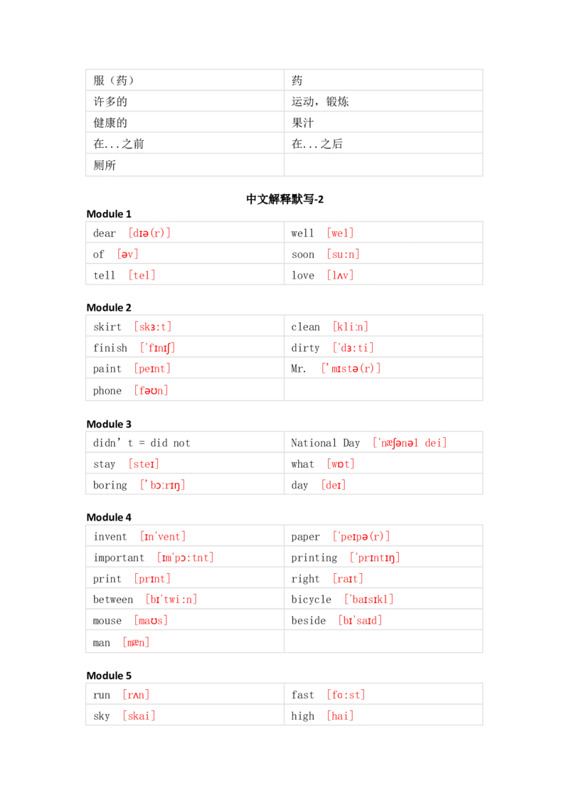 外研版（一起）小学英语四年级上册单词默写_26春四年级上下册人教版_四上英语合集人教版PEP英语四年级上册新教材（教学视频+课件+动画+音频+练习+教案）_17练习资料_1-6年级上册
