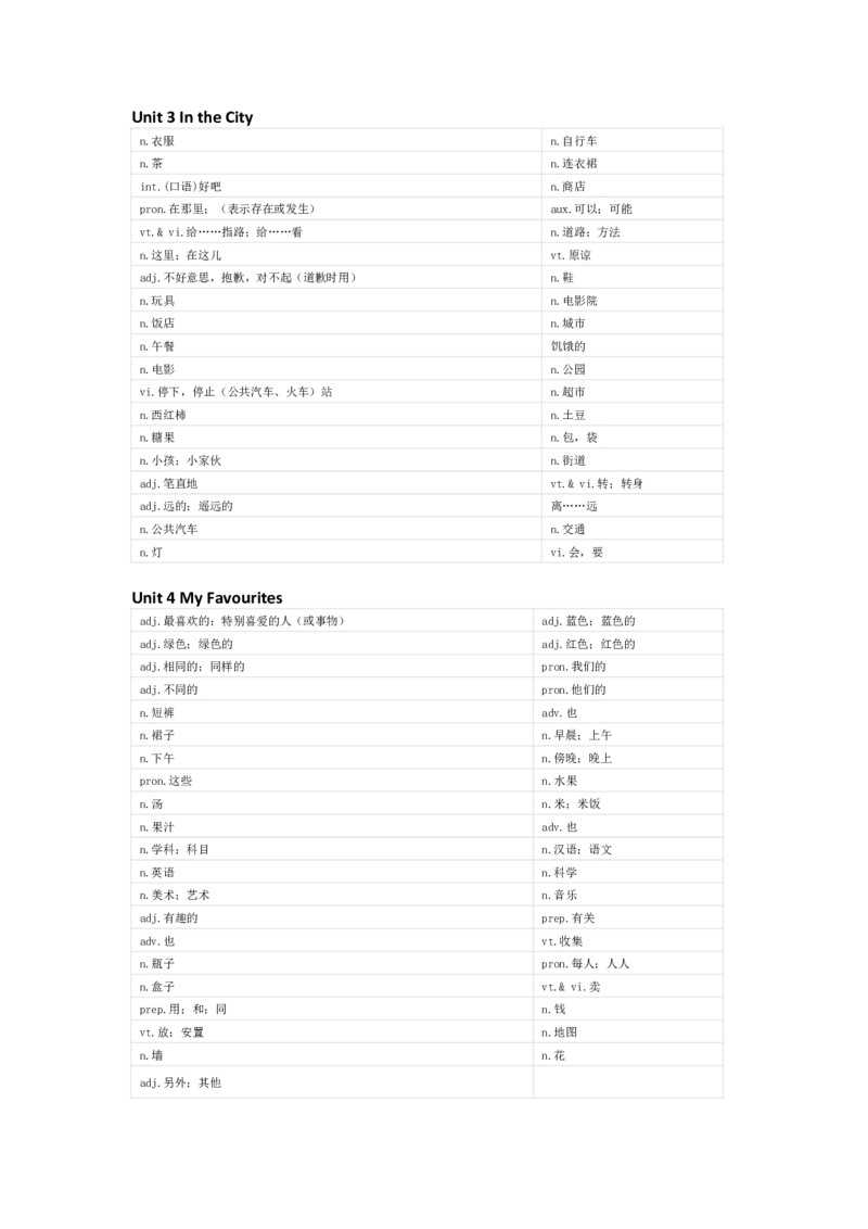 冀教版（一起）英语四年级上册单词默写表_26春四年级上下册人教版_四上英语合集人教版PEP英语四年级上册新教材（教学视频+课件+动画+音频+练习+教案）_17练习资料_冀教版（一起）