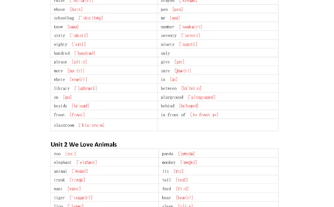 冀教版（一起）英语四年级上册单词默写表_26春四年级上下册人教版_四上英语合集人教版PEP英语四年级上册新教材（教学视频+课件+动画+音频+练习+教案）_17练习资料_冀教版（一起）