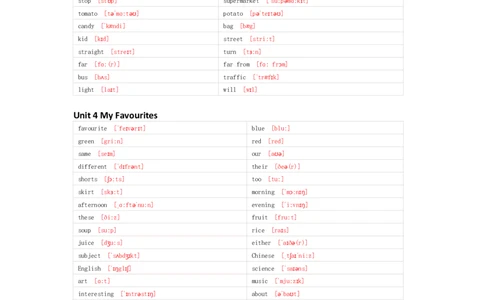 冀教版（一起）英语四年级上册单词默写表_26春四年级上下册人教版_四上英语合集人教版PEP英语四年级上册新教材（教学视频+课件+动画+音频+练习+教案）_17练习资料_冀教版（一起）