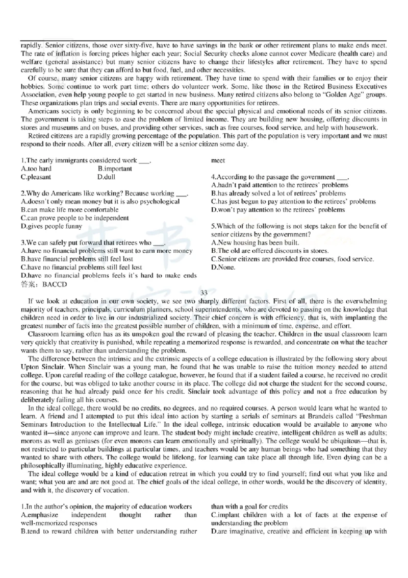 大学英语六级阅读理解107篇_大学英语四六级_赠送_四六级作文模板+单词_阅读
