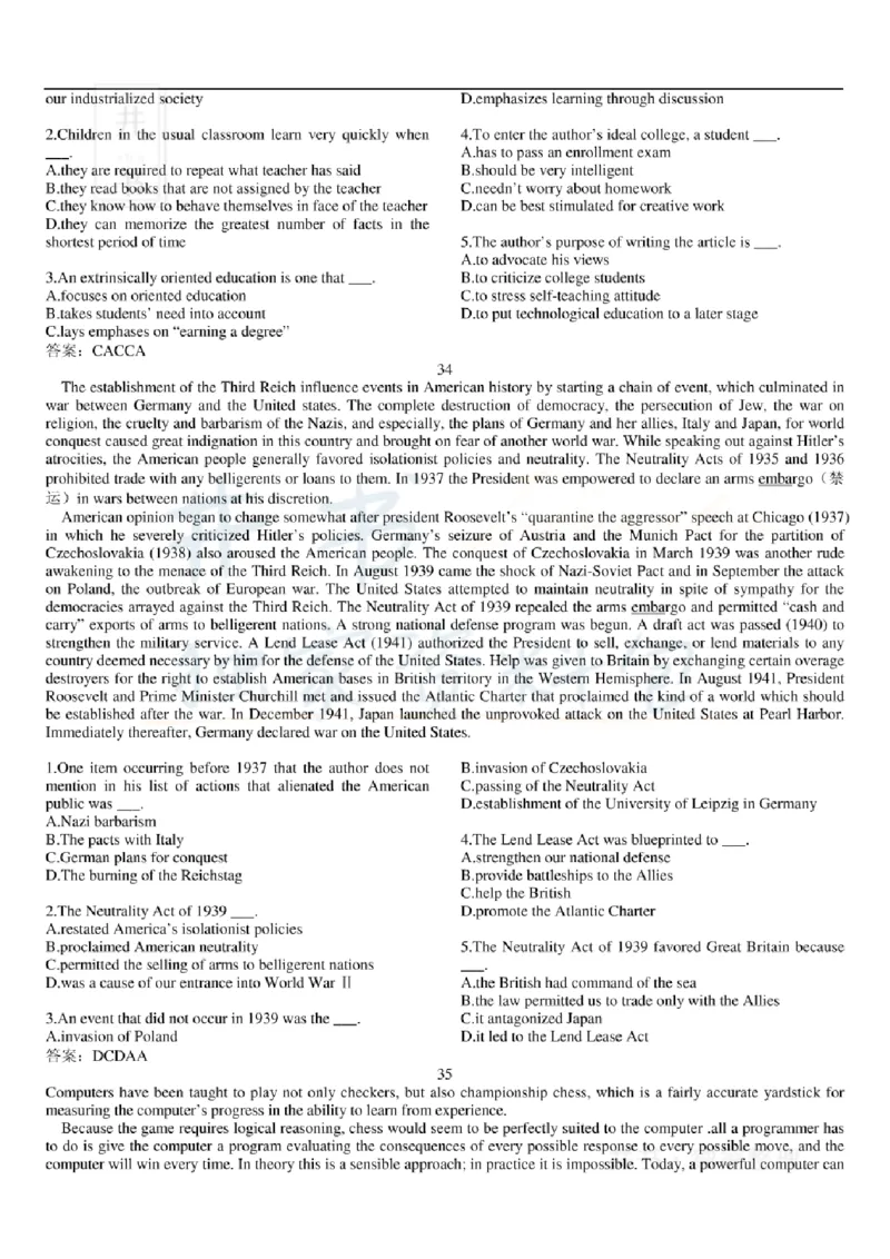 大学英语六级阅读理解107篇_大学英语四六级_赠送_四六级作文模板+单词_阅读