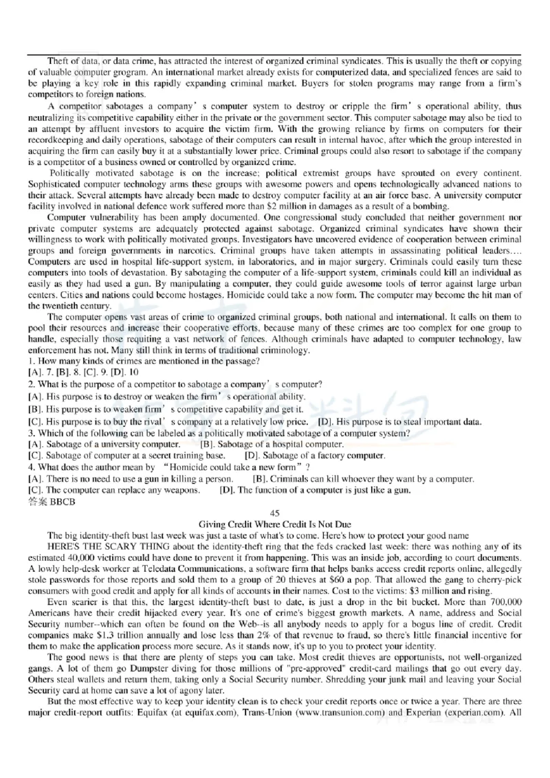 大学英语六级阅读理解107篇_大学英语四六级_赠送_四六级作文模板+单词_阅读