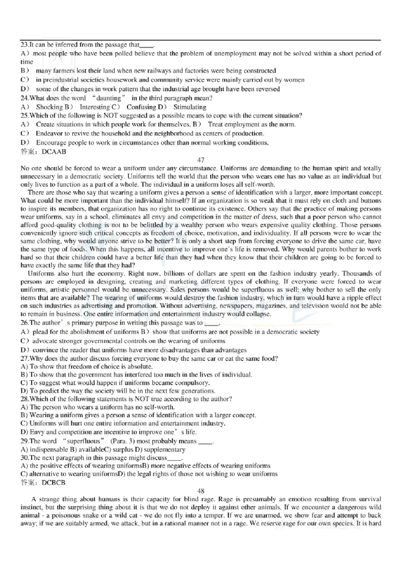 大学英语六级阅读理解107篇_大学英语四六级_赠送_四六级作文模板+单词_阅读