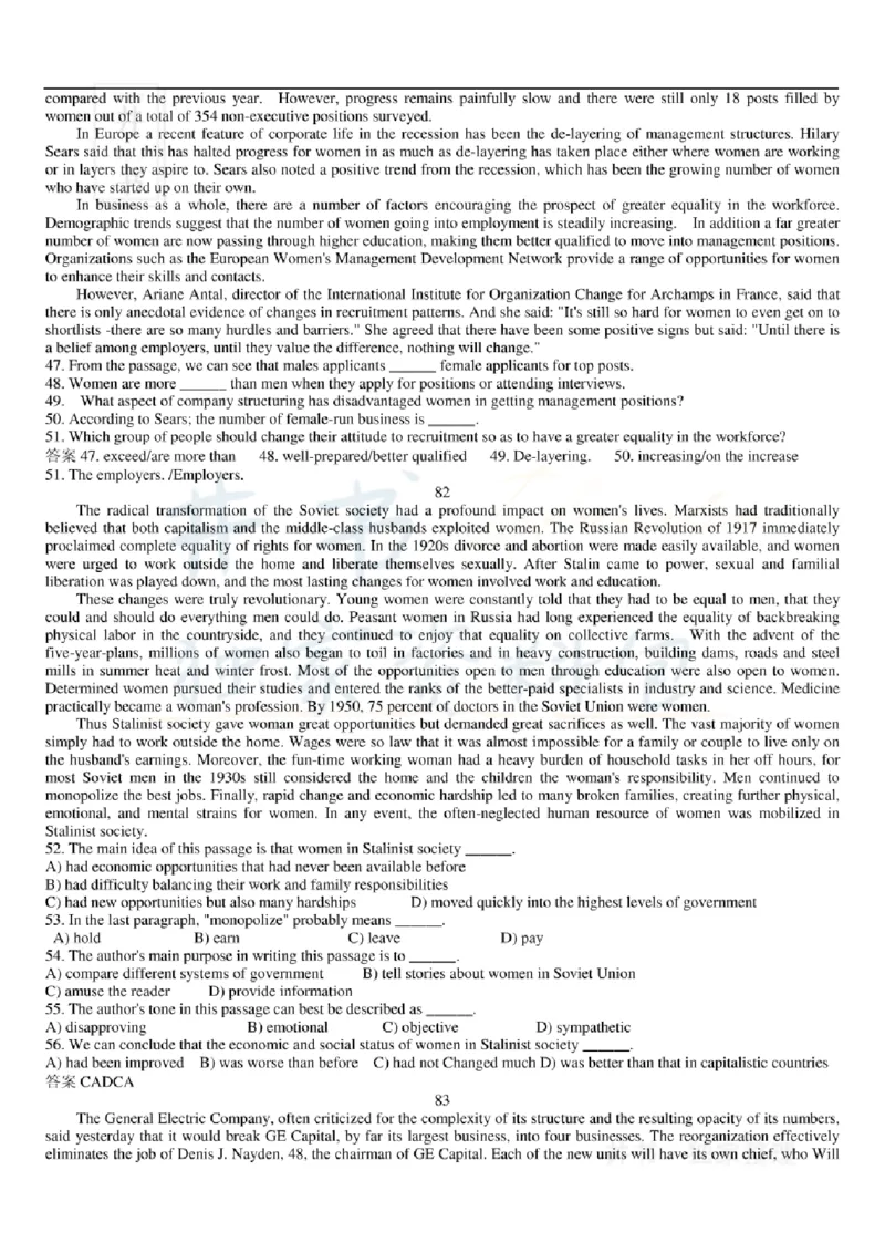 大学英语六级阅读理解107篇_大学英语四六级_赠送_四六级作文模板+单词_阅读