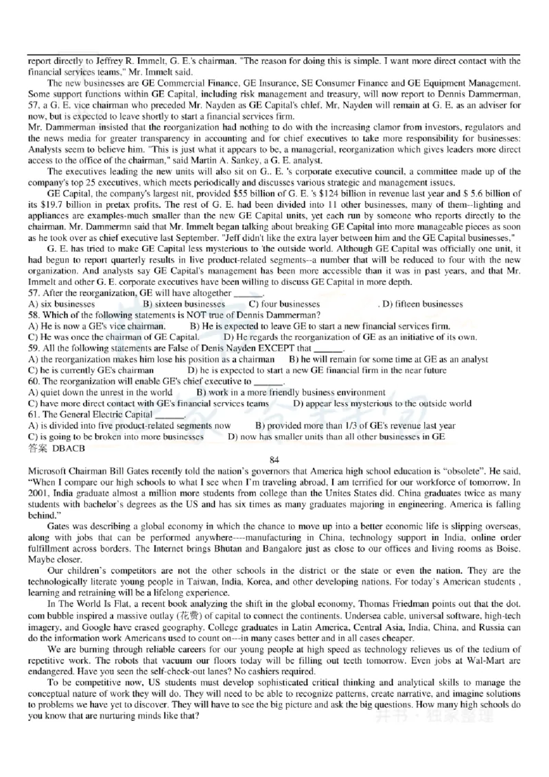 大学英语六级阅读理解107篇_大学英语四六级_赠送_四六级作文模板+单词_阅读