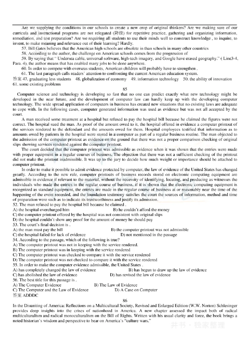大学英语六级阅读理解107篇_大学英语四六级_赠送_四六级作文模板+单词_阅读