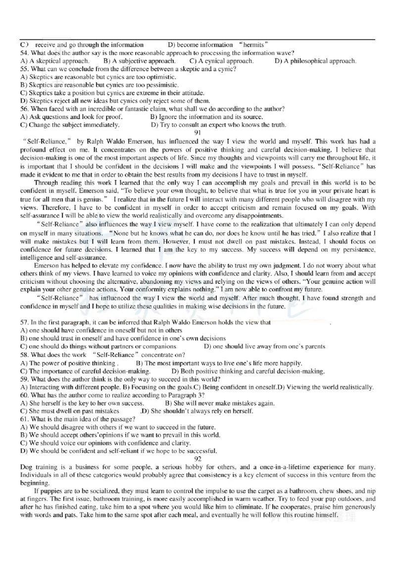 大学英语六级阅读理解107篇_大学英语四六级_赠送_四六级作文模板+单词_阅读