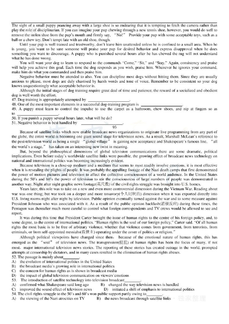 大学英语六级阅读理解107篇_大学英语四六级_赠送_四六级作文模板+单词_阅读