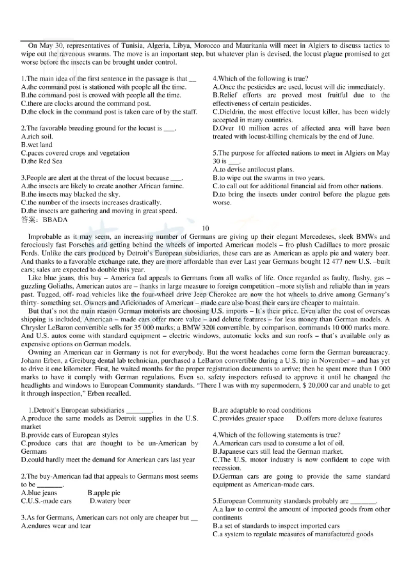 大学英语六级阅读理解107篇_大学英语四六级_赠送_四六级作文模板+单词_阅读