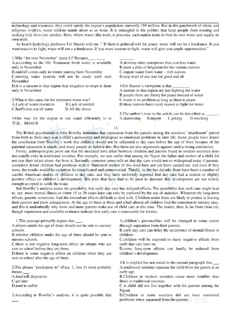 大学英语六级阅读理解107篇_大学英语四六级_赠送_四六级作文模板+单词_阅读