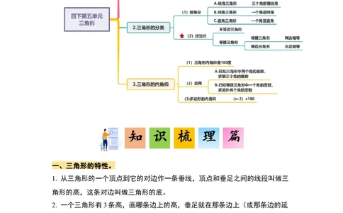 第五单元三角形&middot;单元复习篇-四年级数学下册（解析版）人教版_2026春人教版数学四年级下册_四下人教数学_四年级下册_单元复习讲义