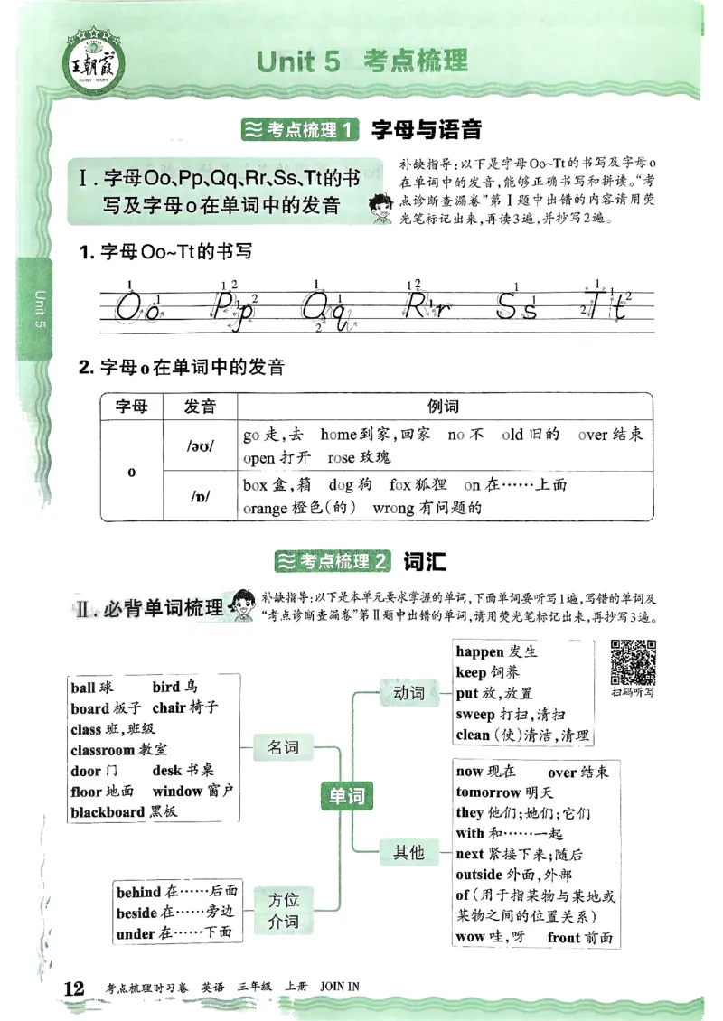 剑桥版英语三年级上册《考点梳理补缺手册》（24秋）_26春四年级上下册人教版_四上英语合集人教版PEP英语四年级上册新教材（教学视频+课件+动画+音频+练习+教案）_17练习资料