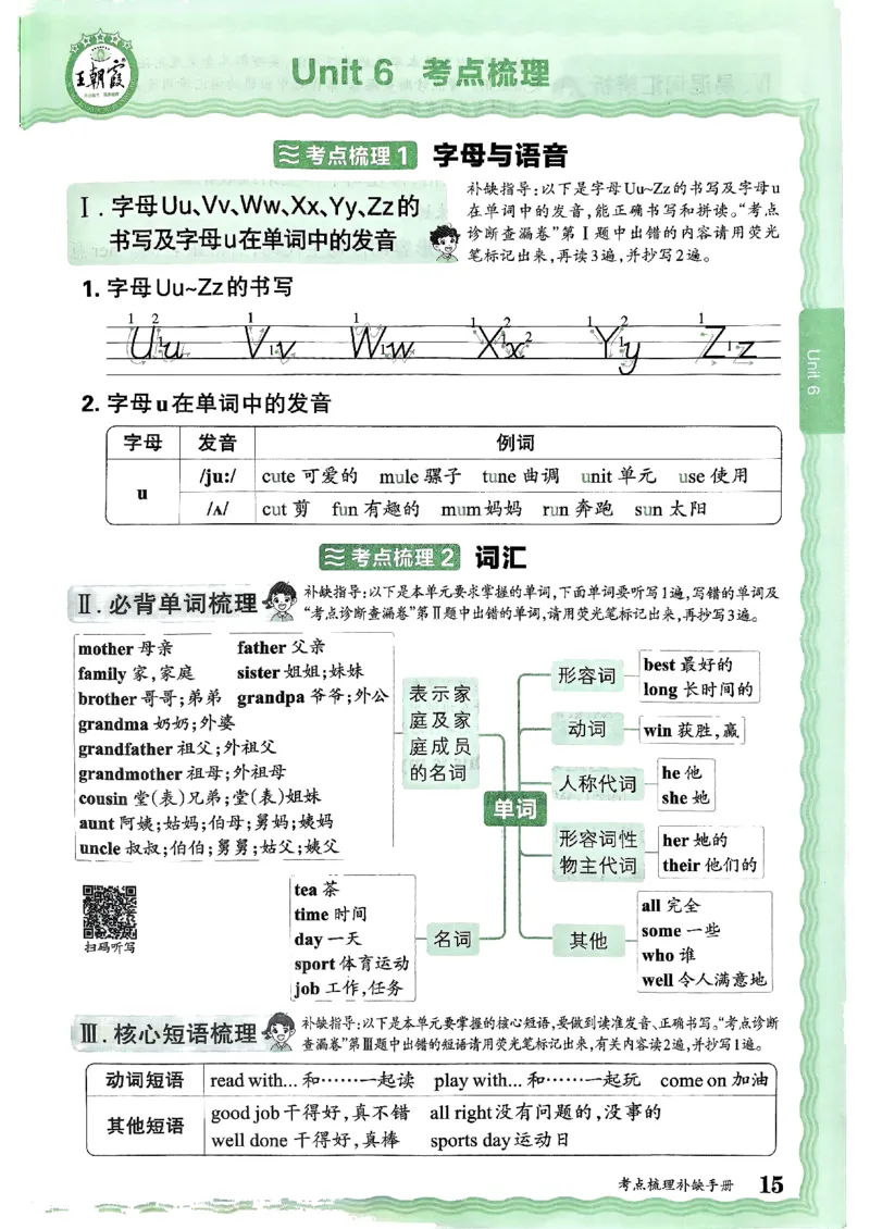 剑桥版英语三年级上册《考点梳理补缺手册》（24秋）_26春四年级上下册人教版_四上英语合集人教版PEP英语四年级上册新教材（教学视频+课件+动画+音频+练习+教案）_17练习资料