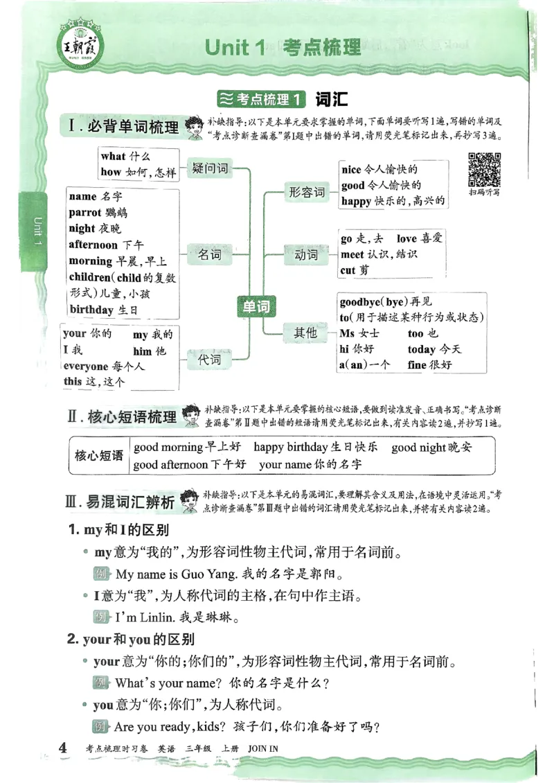 剑桥版英语三年级上册《考点梳理补缺手册》（24秋）_26春四年级上下册人教版_四上英语合集人教版PEP英语四年级上册新教材（教学视频+课件+动画+音频+练习+教案）_17练习资料