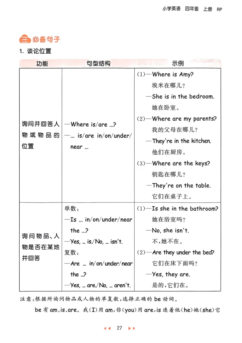 四年级英语上册人教PEP版24秋《53天天练》知识清单_26春四年级上下册人教版_四上英语合集人教版PEP英语四年级上册新教材（教学视频+课件+动画+音频+练习+教案）_17练习资料