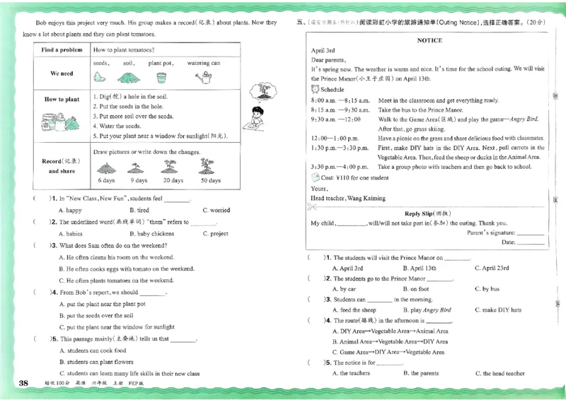 六年级英语上册人教PEP版24秋《王朝霞培优100分》_26春四年级上下册人教版_四上英语合集人教版PEP英语四年级上册新教材（教学视频+课件+动画+音频+练习+教案）_17练习资料
