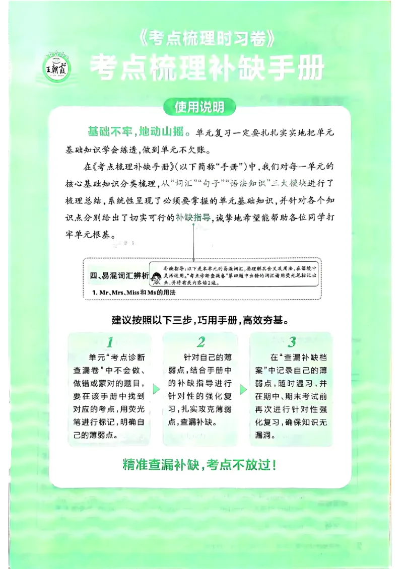 六年级英语上册人教PEP版24秋《王朝霞考点梳理时习卷》考点梳理手册_26春四年级上下册人教版_四上英语合集人教版PEP英语四年级上册新教材（教学视频+课件+动画+音频+练习+教案）