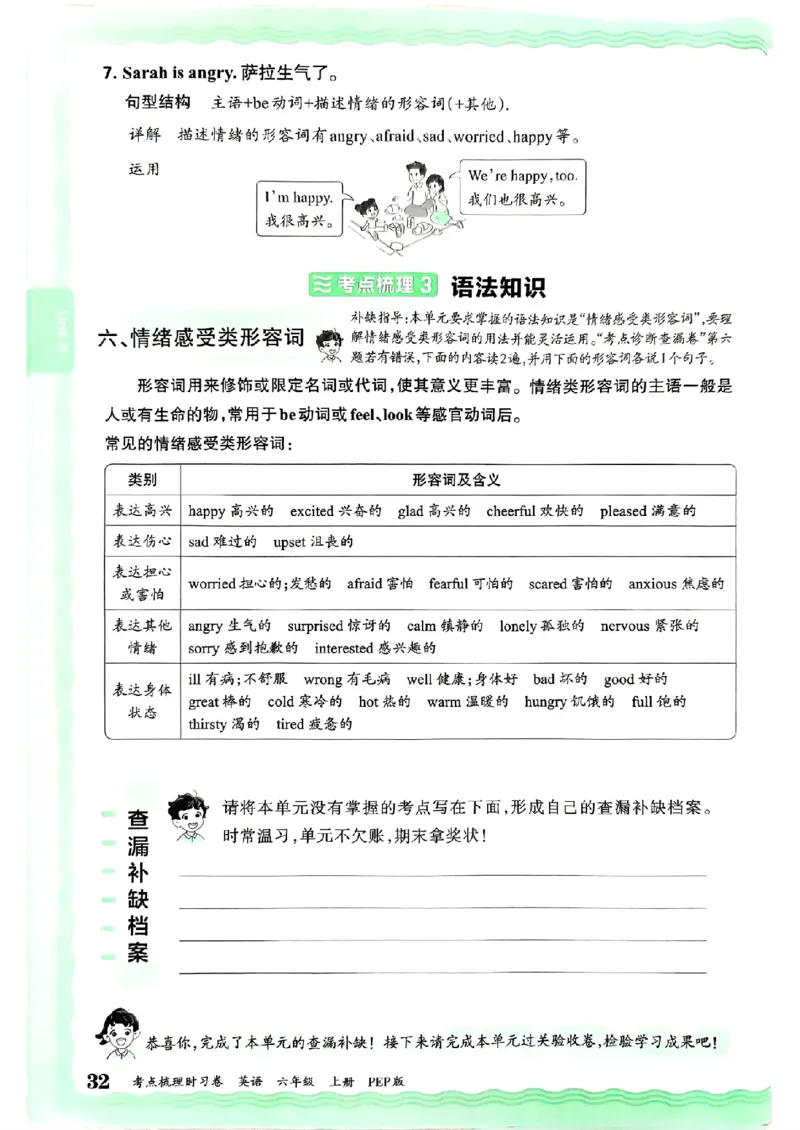 六年级英语上册人教PEP版24秋《王朝霞考点梳理时习卷》考点梳理手册_26春四年级上下册人教版_四上英语合集人教版PEP英语四年级上册新教材（教学视频+课件+动画+音频+练习+教案）