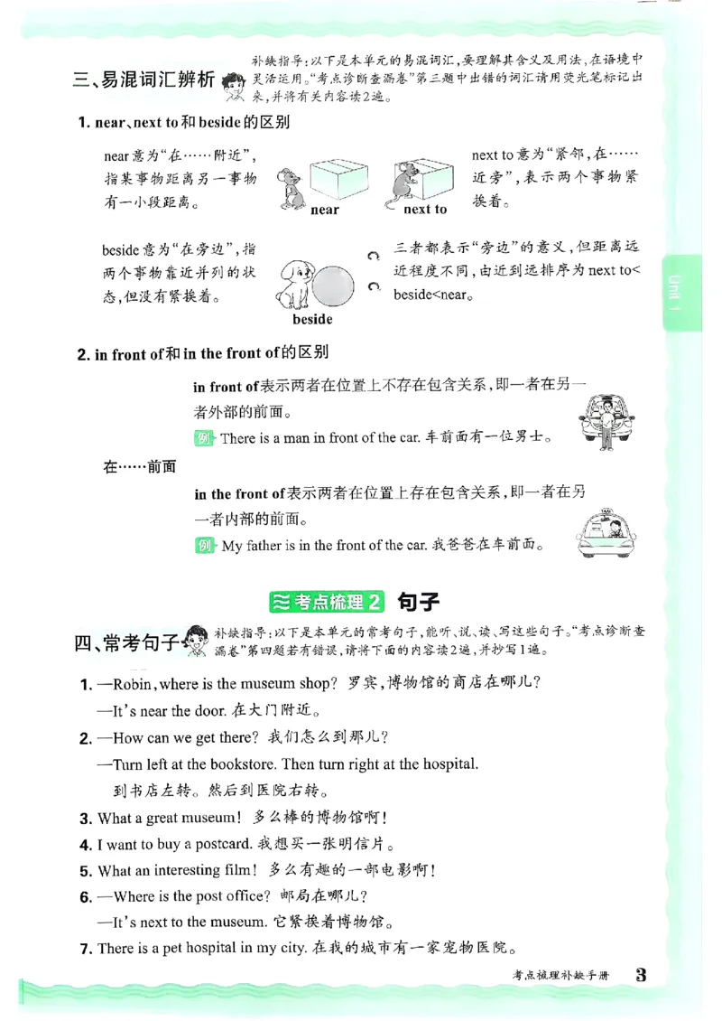 六年级英语上册人教PEP版24秋《王朝霞考点梳理时习卷》考点梳理手册_26春四年级上下册人教版_四上英语合集人教版PEP英语四年级上册新教材（教学视频+课件+动画+音频+练习+教案）