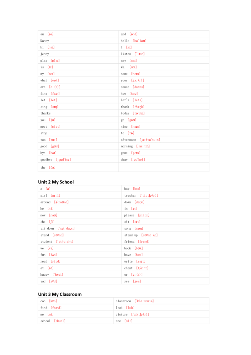 冀教版（一起）英语一年级上册单词默写表_26春四年级上下册人教版_四上英语合集人教版PEP英语四年级上册新教材（教学视频+课件+动画+音频+练习+教案）_17练习资料_冀教版（一起）