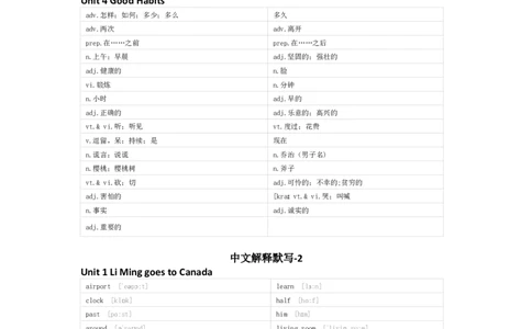 冀教版（一起）英语五年级下册单词默写表_26春四年级上下册人教版_四上英语合集人教版PEP英语四年级上册新教材（教学视频+课件+动画+音频+练习+教案）_17练习资料_冀教版（一起）