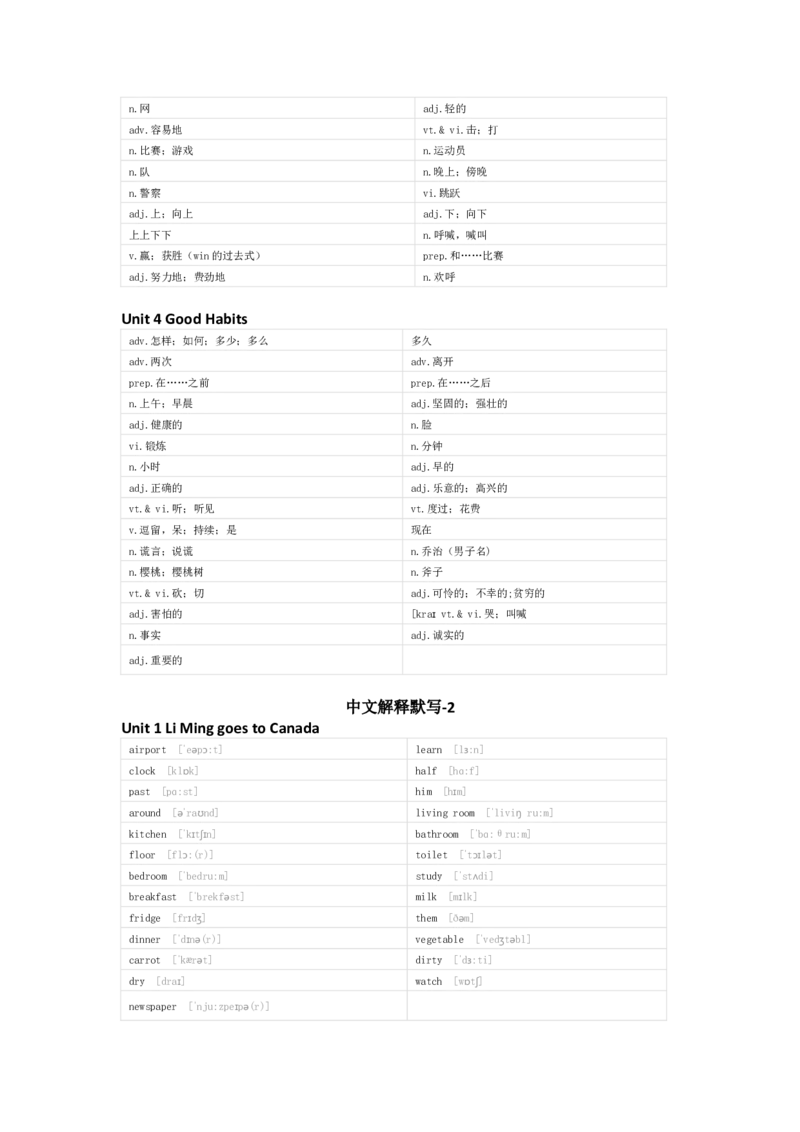 冀教版（一起）英语五年级下册单词默写表_26春四年级上下册人教版_四上英语合集人教版PEP英语四年级上册新教材（教学视频+课件+动画+音频+练习+教案）_17练习资料_冀教版（一起）