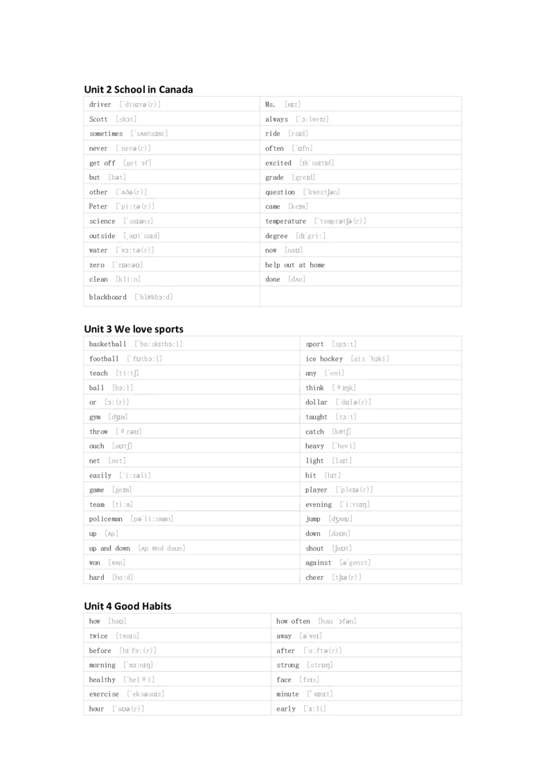 冀教版（一起）英语五年级下册单词默写表_26春四年级上下册人教版_四上英语合集人教版PEP英语四年级上册新教材（教学视频+课件+动画+音频+练习+教案）_17练习资料_冀教版（一起）