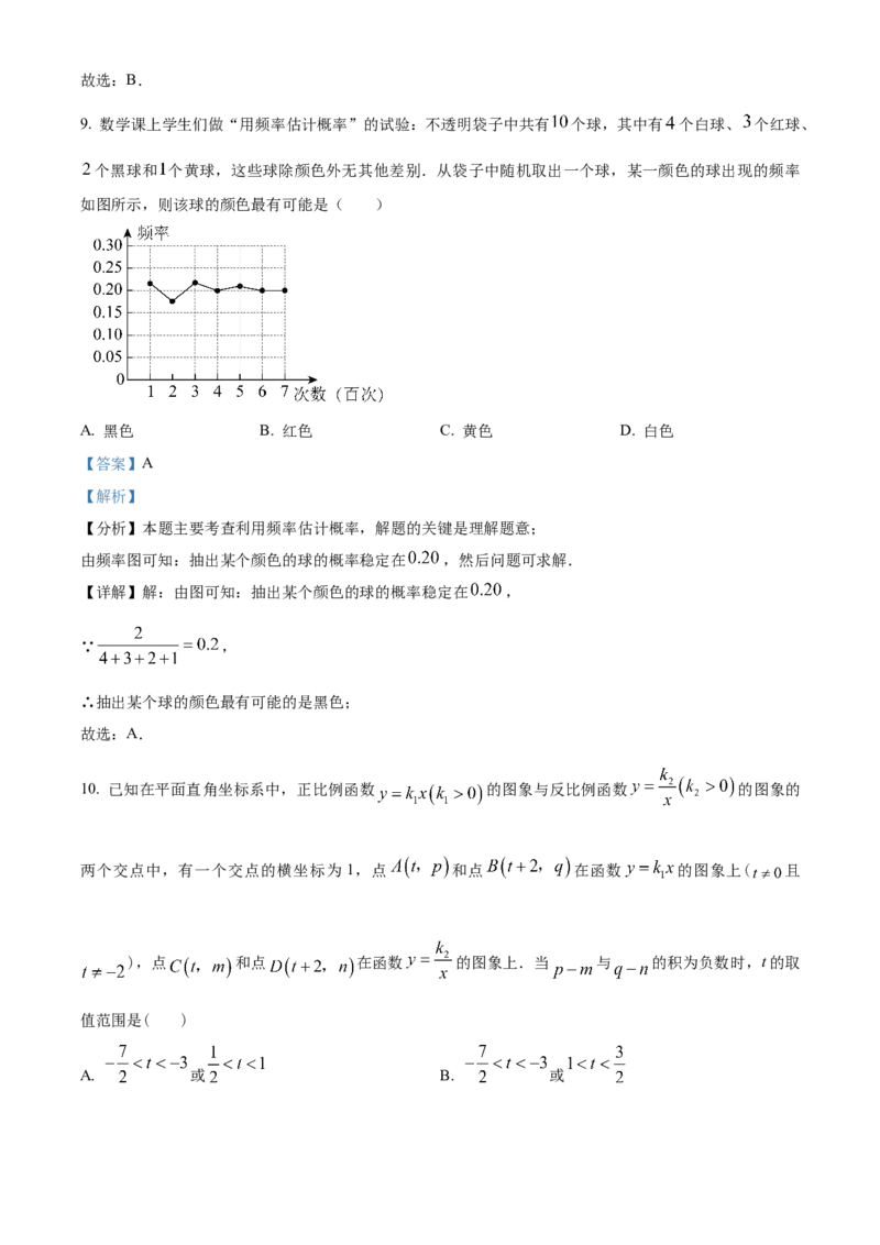 精品解析：2025年安徽省安庆市宜秀区部分学校联考二模数学试题（解析版）_2025年安徽省中考模拟试卷数学_2025年安徽数学二模卷61份