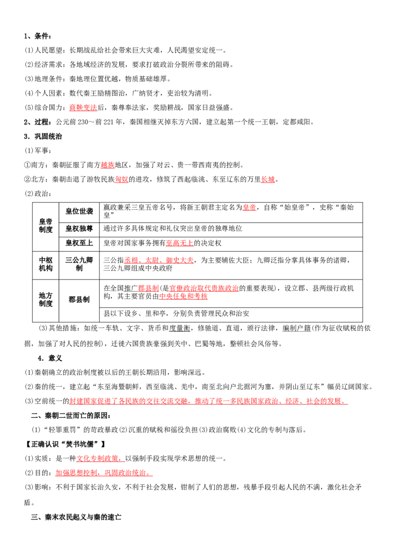01+从中华文明起源到秦汉统一多民族封建国家的建立与巩固+-背记手册高中历史全册最新核心知识必背清单（中外历史纲要上、下册）_07高考历史_2024年新高考资料_1.2024一轮复习