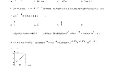 精品解析：2025年安徽省阜阳市颍上县中考一模数学试题（原卷版）_2025年安徽省中考模拟试卷数学_2025年安徽数学一模卷62份_精品解析：2025年安徽省阜阳市颍上县中考一模数学试题