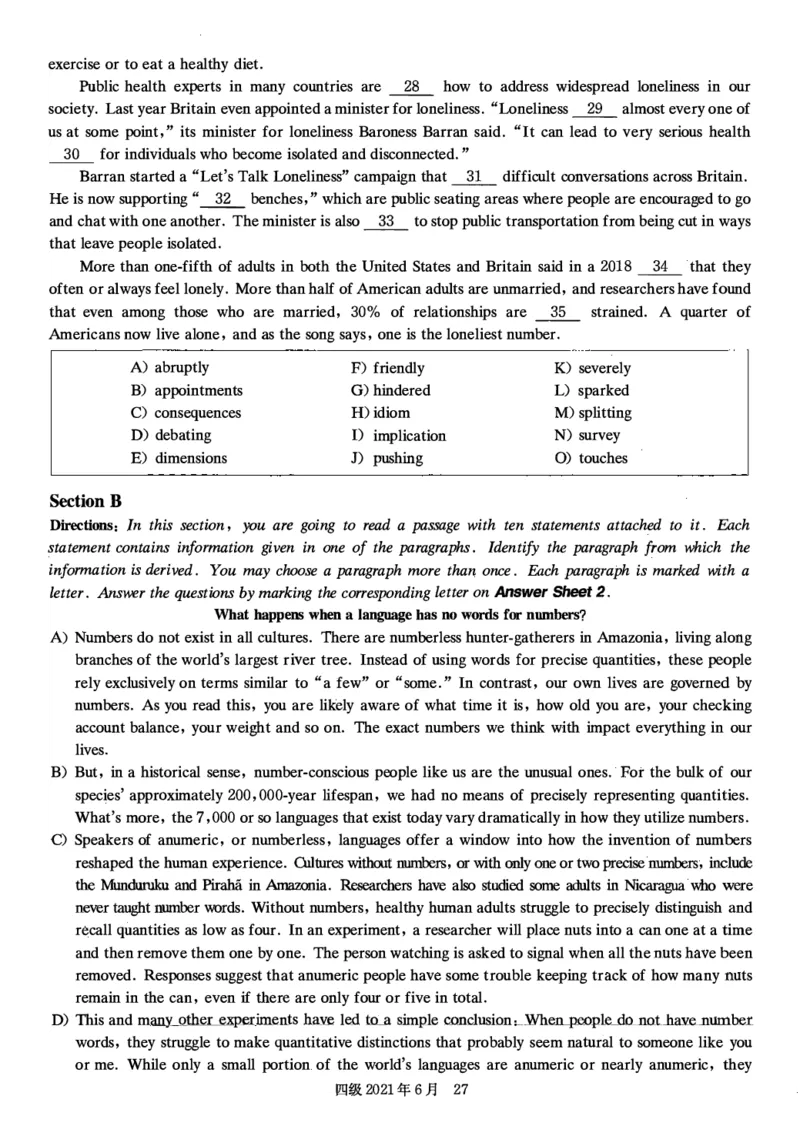 四级真题2021-2025.12月一键打印版_大学英语四六级_大学英语四级+六级_四级真题
