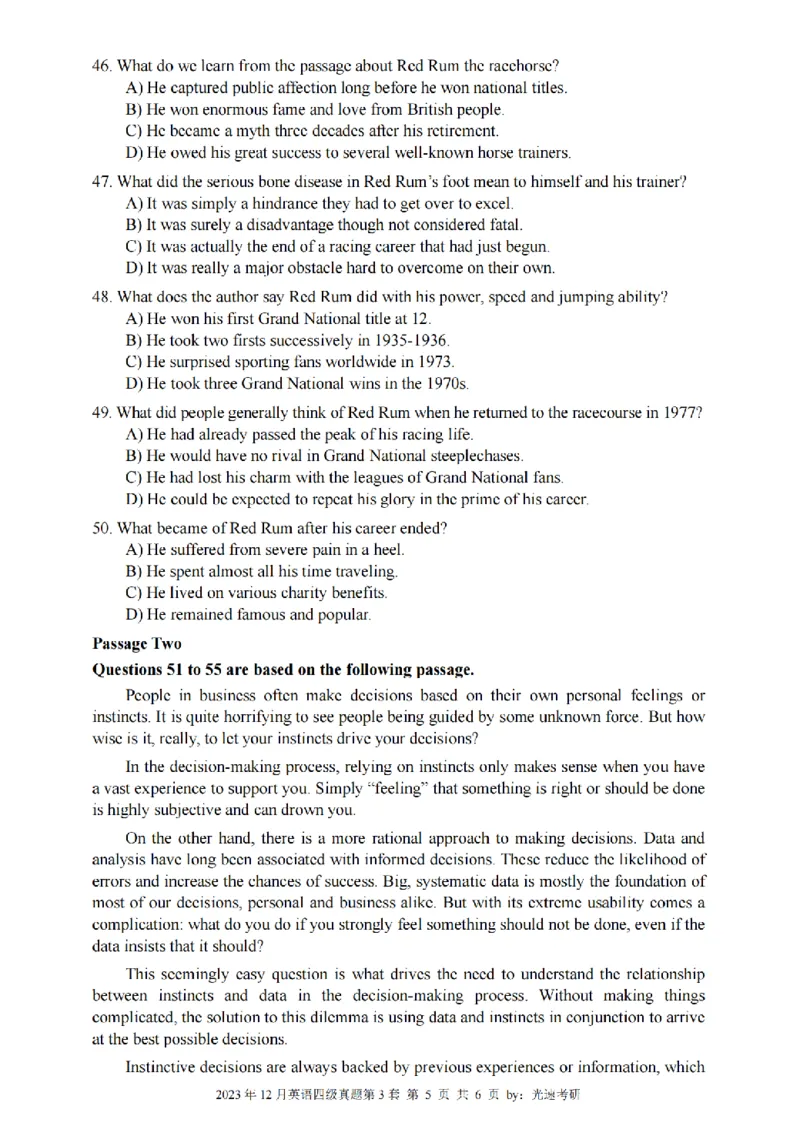 四级真题2021-2025.12月一键打印版_大学英语四六级_大学英语四级+六级_四级真题