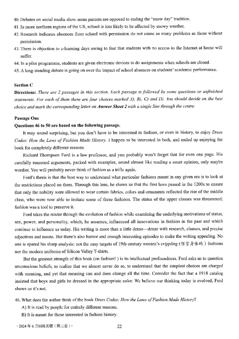 四级真题2021-2025.12月一键打印版_大学英语四六级_大学英语四级+六级_四级真题
