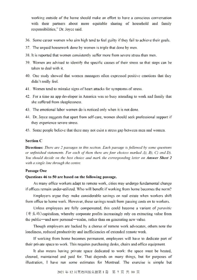 四级真题2021-2025.12月一键打印版_大学英语四六级_大学英语四级+六级_四级真题