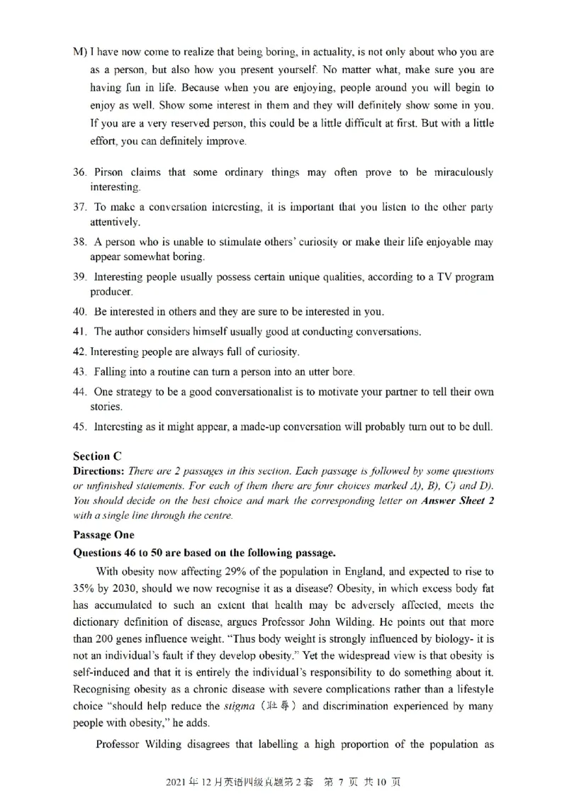 四级真题2021-2025.12月一键打印版_大学英语四六级_大学英语四级+六级_四级真题