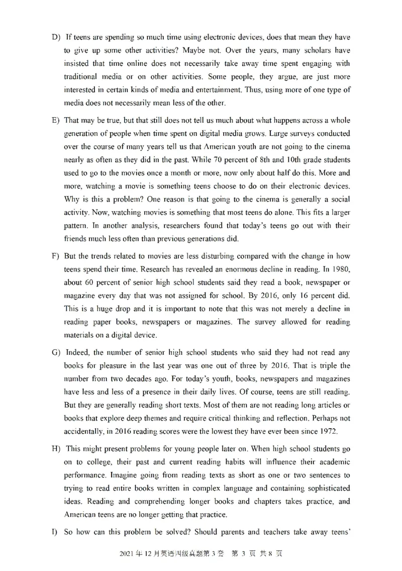 四级真题2021-2025.12月一键打印版_大学英语四六级_大学英语四级+六级_四级真题