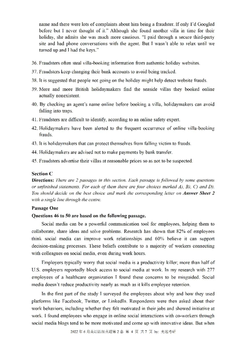 四级真题2021-2025.12月一键打印版_大学英语四六级_大学英语四级+六级_四级真题