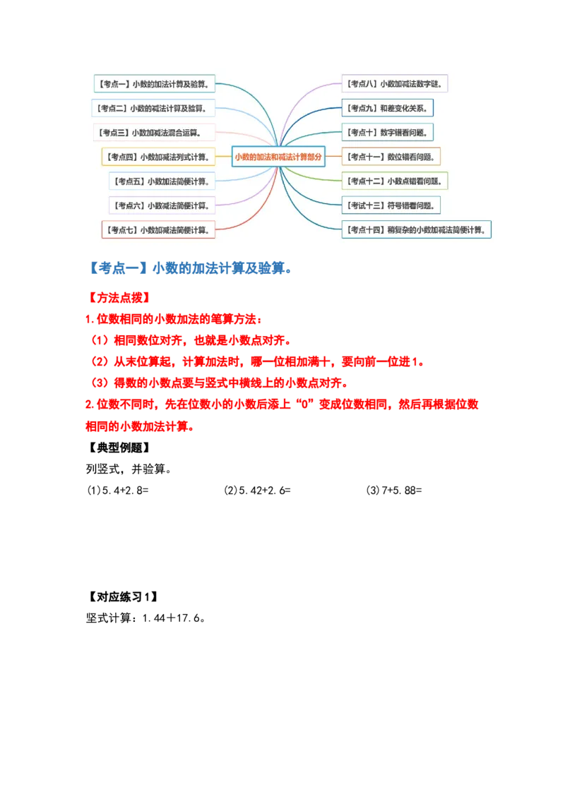 计算篇第六单元小数的加法和减法计算篇-四年级数学下册典型例题系列（原卷版）人教版_2026春人教版数学四年级下册_四下人教数学_四年级下册_专项练习