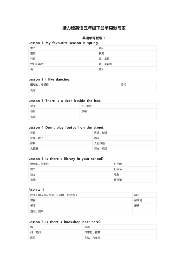 接力版英语五年级下册单词默写表_26春四年级上下册人教版_四上英语合集人教版PEP英语四年级上册新教材（教学视频+课件+动画+音频+练习+教案）_17练习资料_《小学英语单词默写表》
