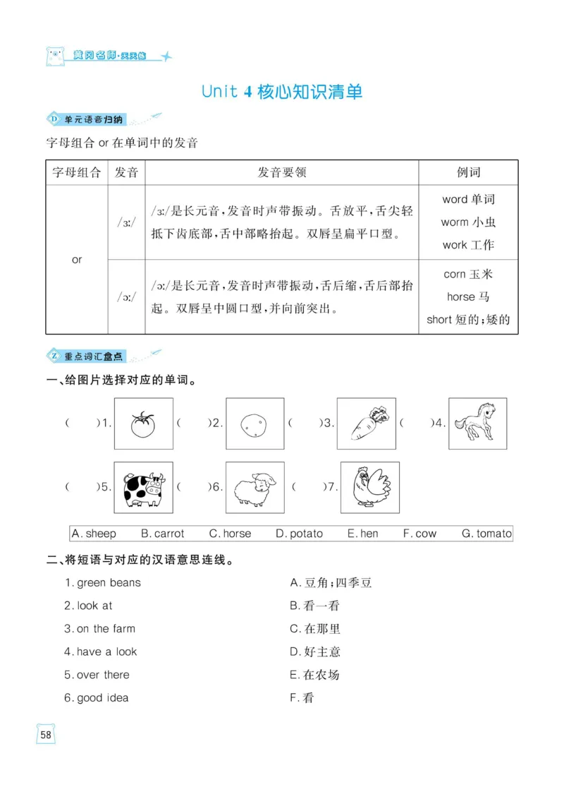 四下英语《黄冈名师天天练》练习册+知识卡+试卷+答案_26春四年级上下册人教版_四上英语合集人教版PEP英语四年级上册新教材（教学视频+课件+动画+音频+练习+教案）_17练习资料