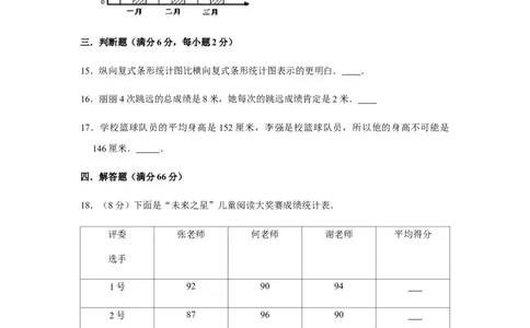 分层训练四年级下册数学单元测试-第八单元统计（培优卷）人教版（含答案）_2026春人教版数学四年级下册_四下人教数学_四年级下册_单元测试_分层测试卷